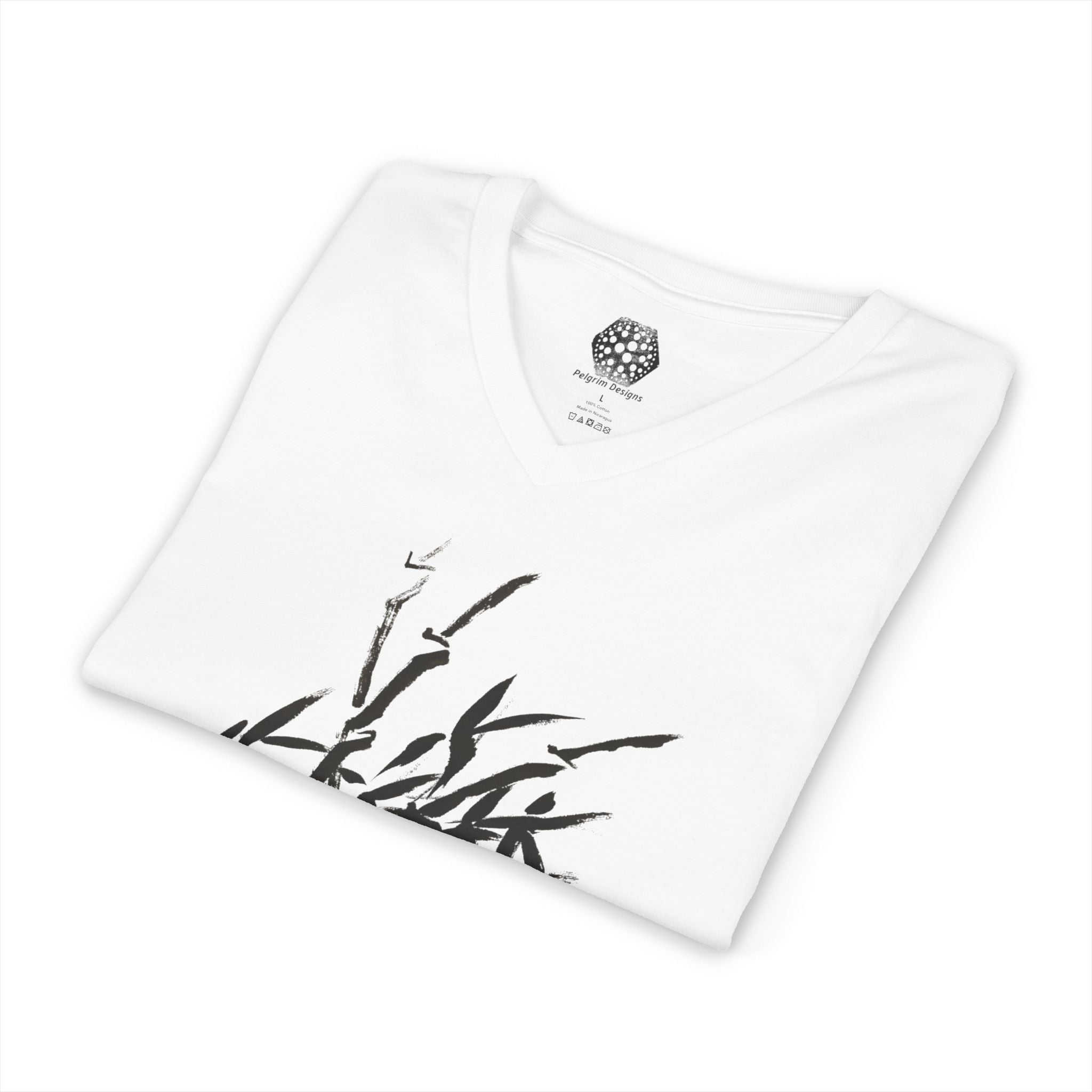 Bamboo Ink V-Neck Tee — Minimal Zen Bamboo Graphic Shirt