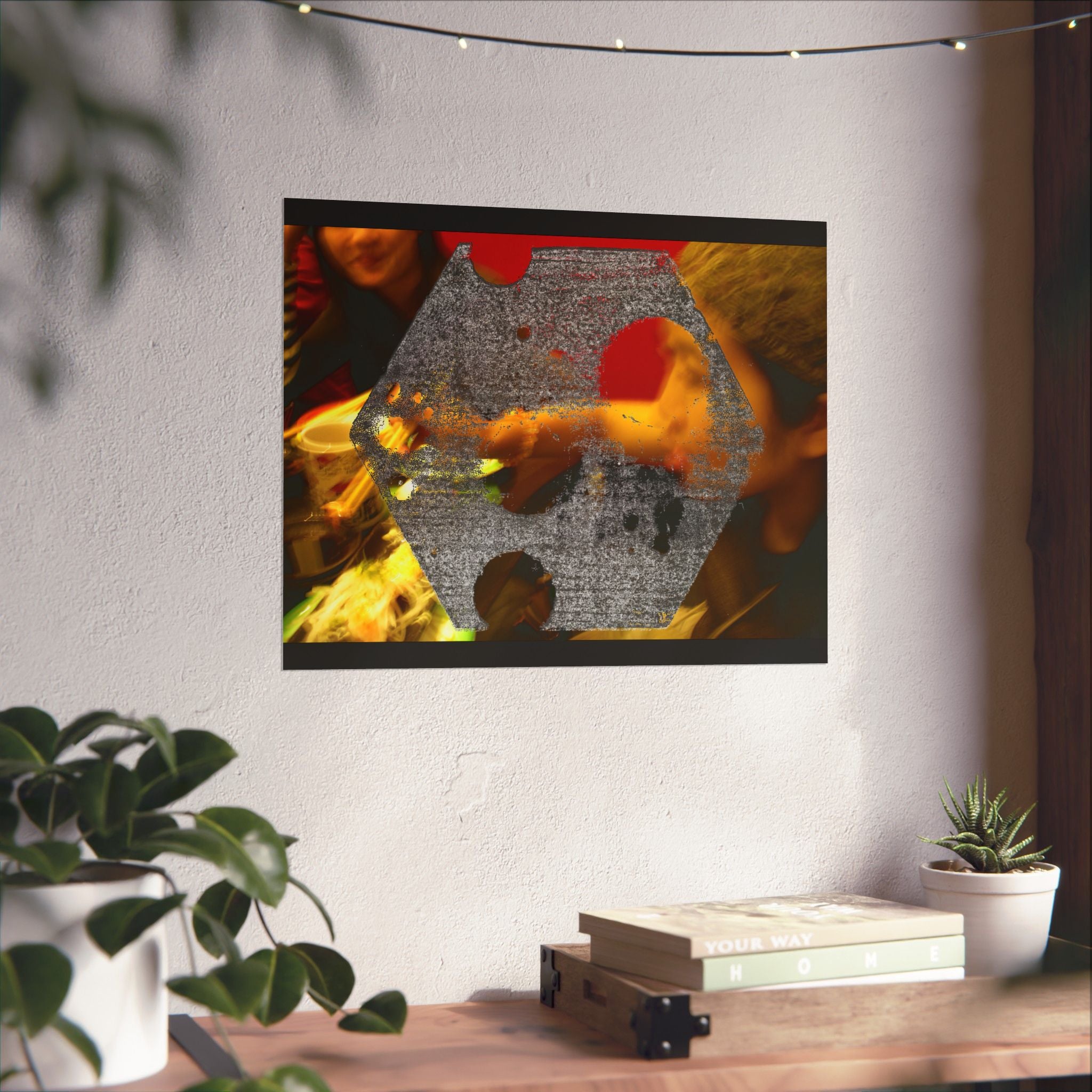 Abstracte Hex Overlay Matte Poster — Moderne Kunst Muurprint 
