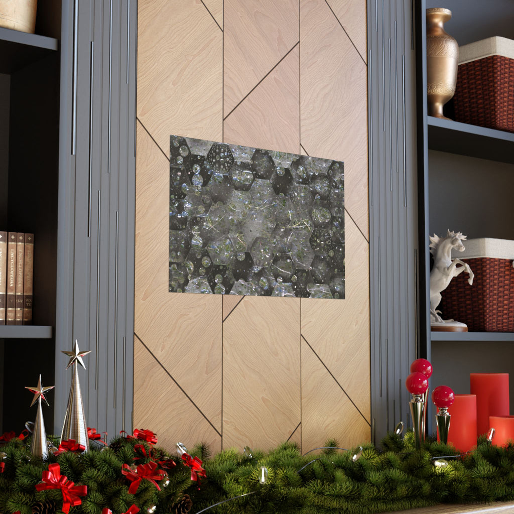 Abstracte zeshoekige poster met bubbelstructuur en matte afwerking — Geometrische wanddecoratie 