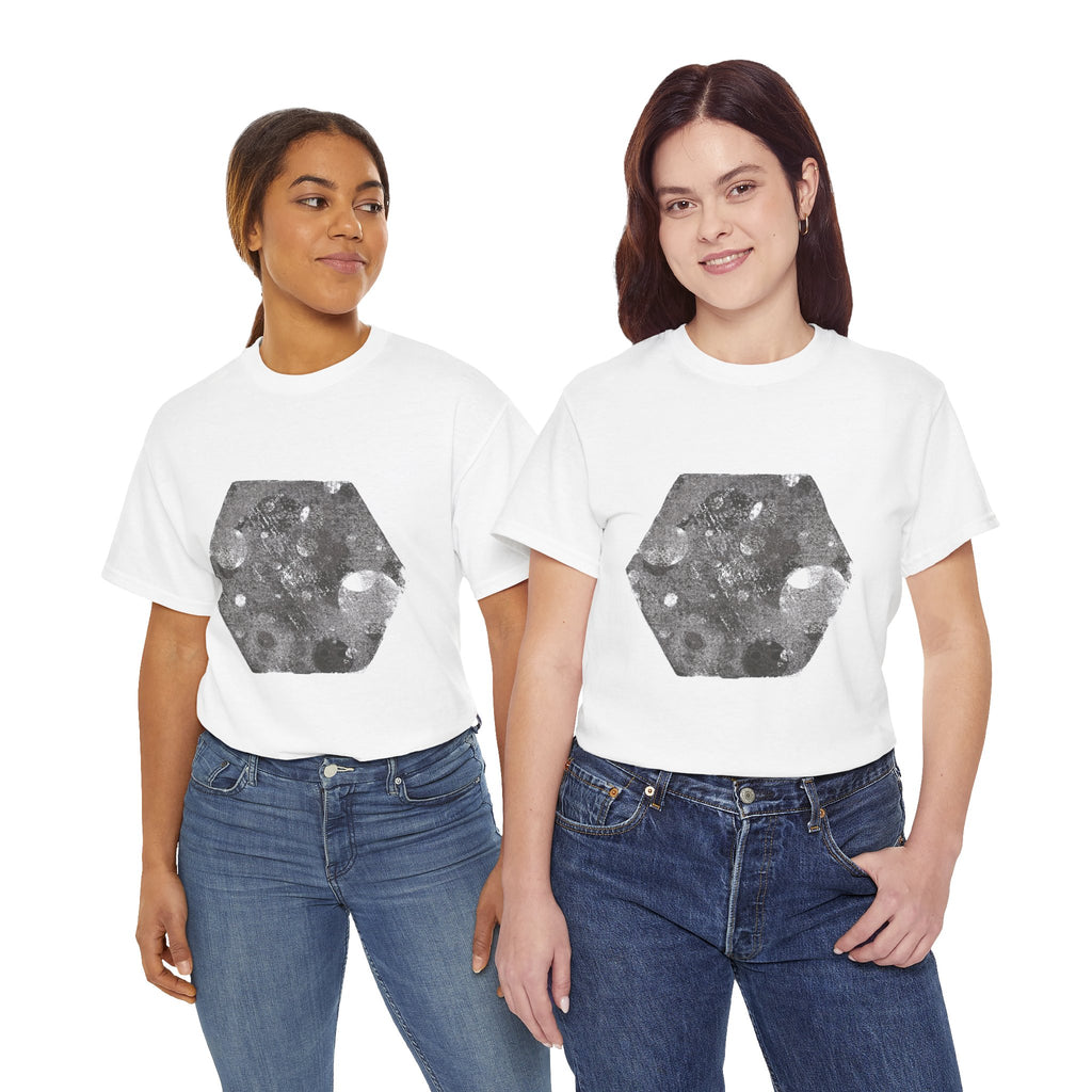 Hexagon Circles Graphic Tee — Digital Manual Print Art