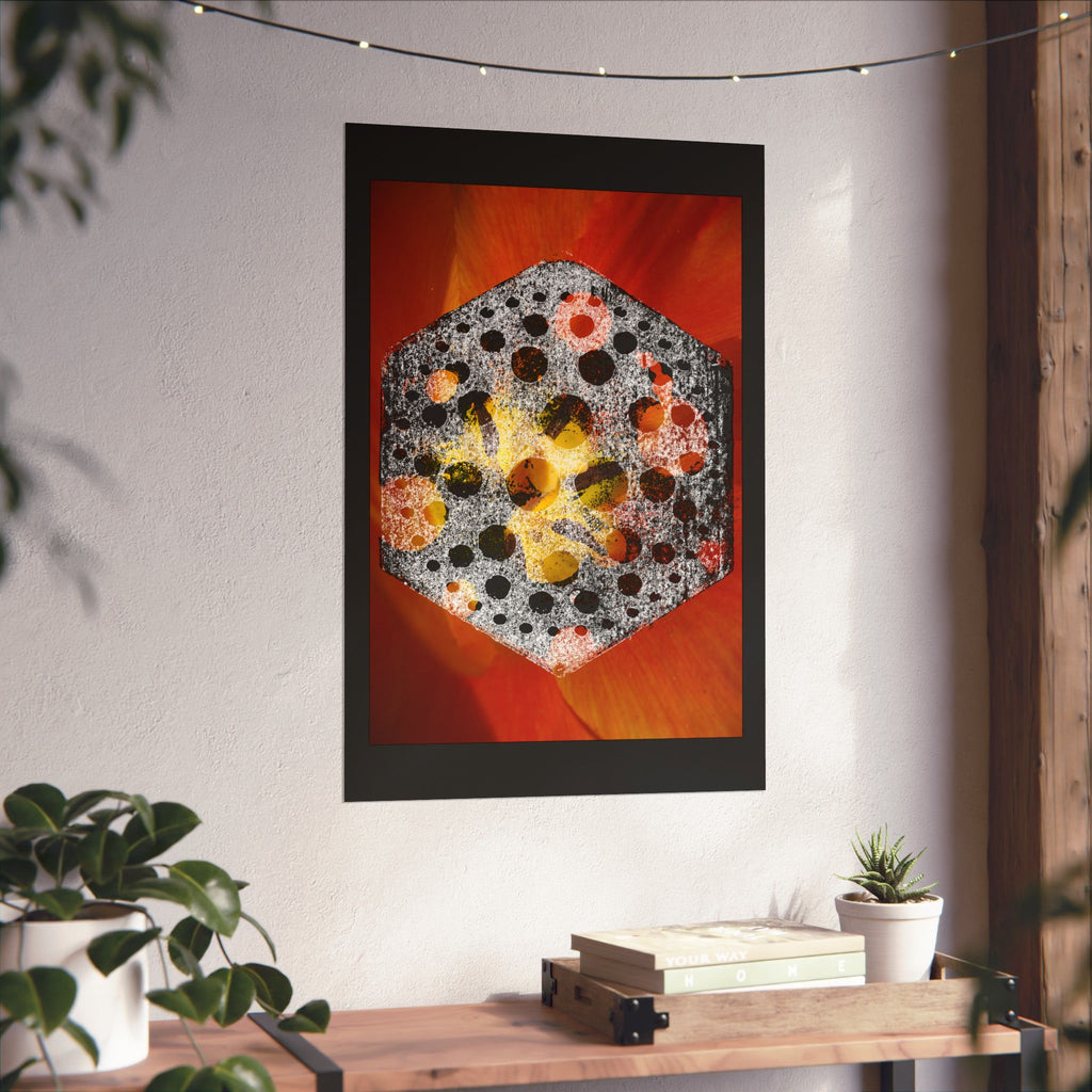 Abstract Hexagon Floral Poster — Matte Vertical Art Print