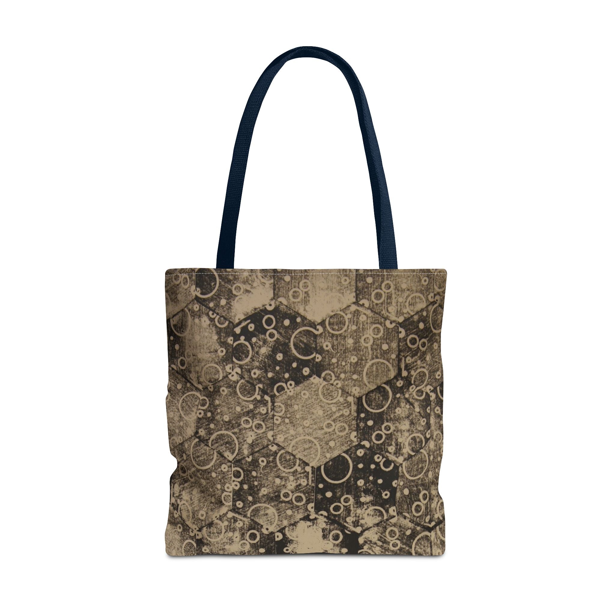 Vintage Hexagon Pattern Tote Bag – Sepia Geometric All-Over Print