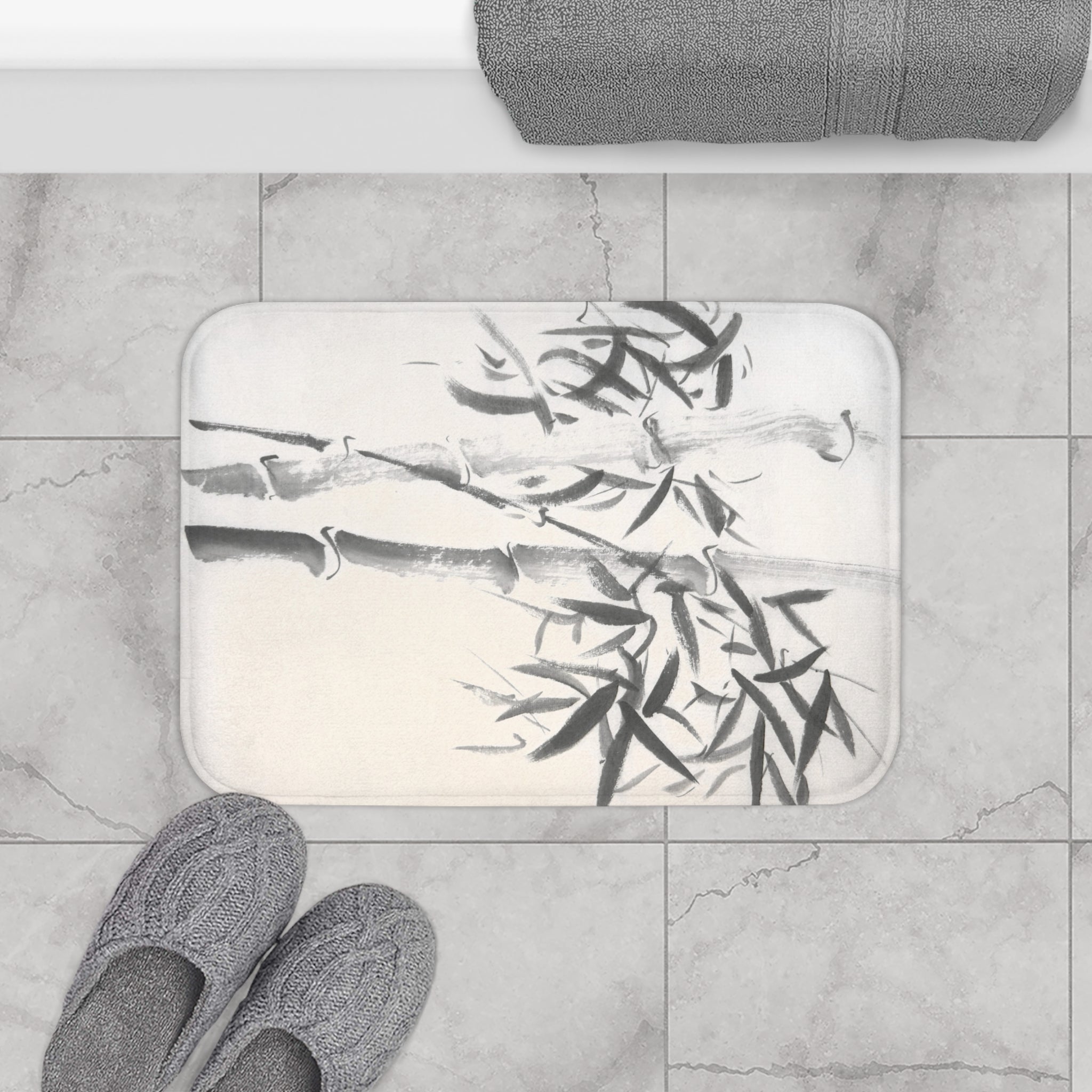 Zen Bamboo Bath Mat – Minimalist Japanese-Inspired Bathroom Rug