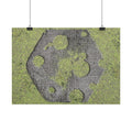 Mossy Moon Crater Horizontal Poster — Botanical Green Lunar Wall Art