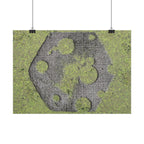 Mossy Moon Crater Horizontal Poster — Botanical Green Lunar Wall Art