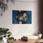 Abstract Blue Hexagon Poster — Matte Horizontal Wall Art