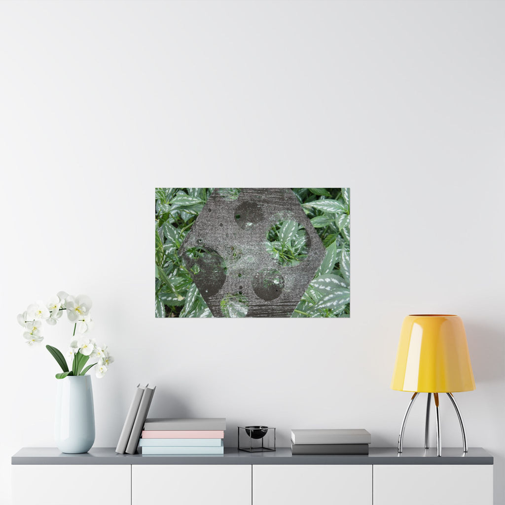 Botanical Hexagon Print Poster — Green Leaf Matte Horizontal Wall Art