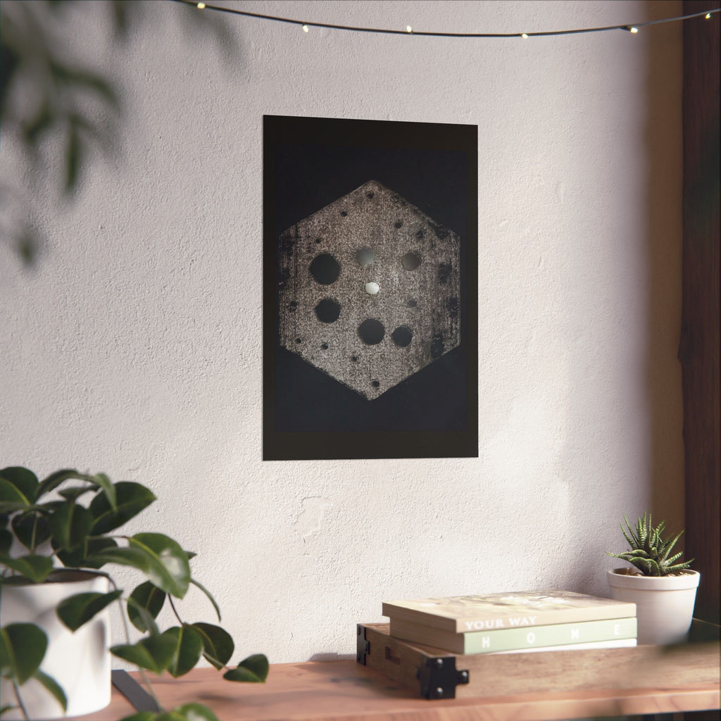 Matte Poster — Abstract Hexagon Moon Art (Minimalist Monochrome Wall Print)