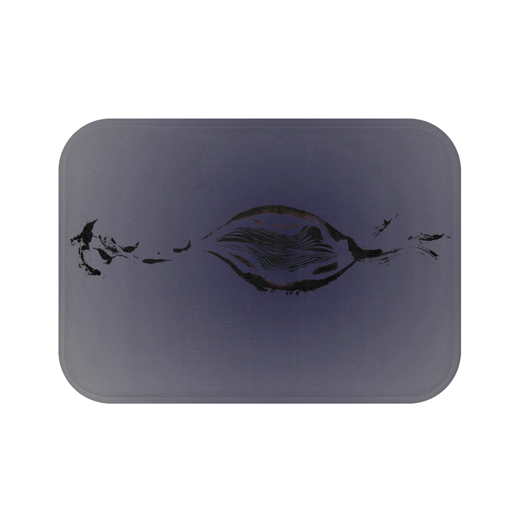 Dark Oceanic Wave Bath Mat — Minimal Nautical Seabed Design