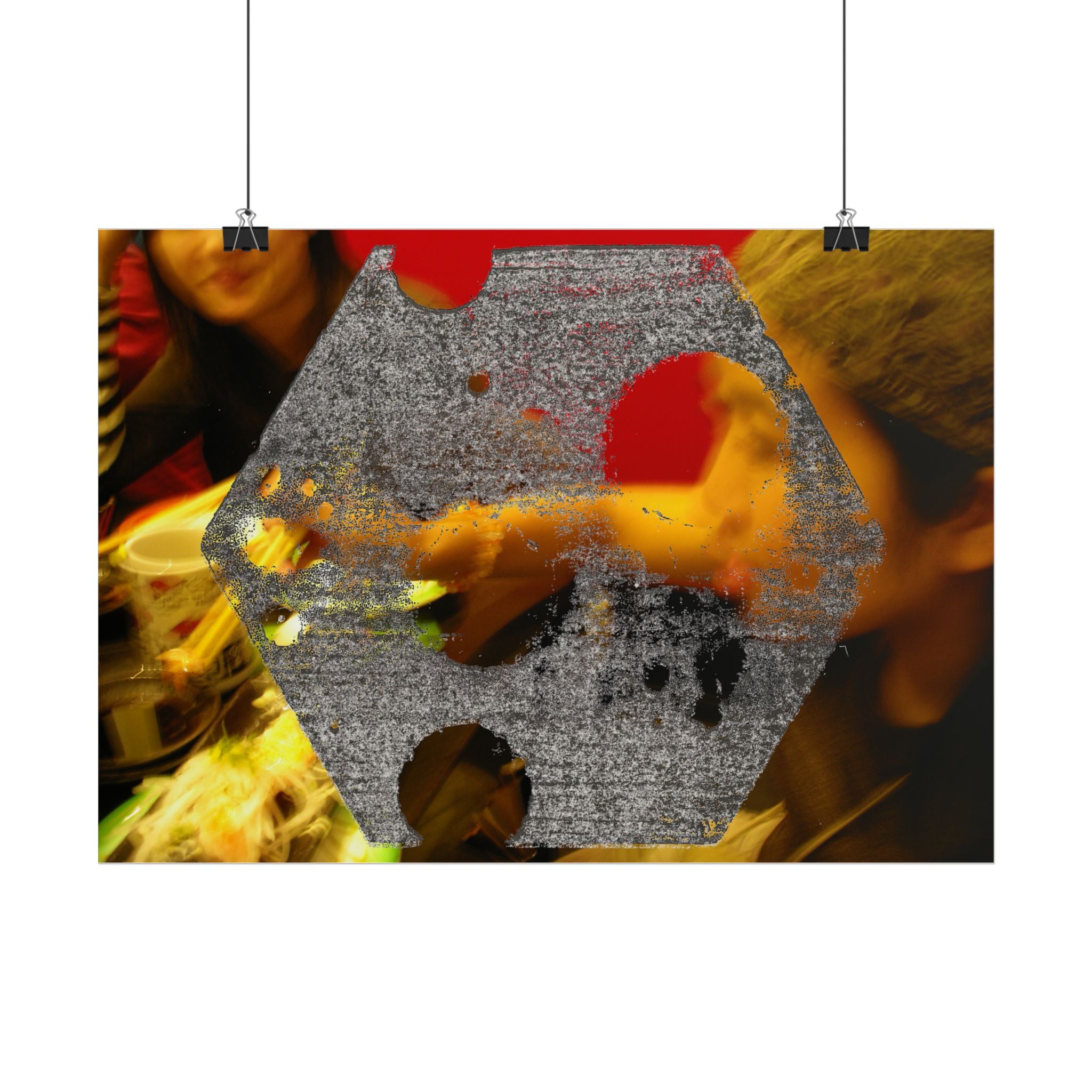 Abstracte Hex Overlay Poster — Moderne Kunst Muurprint 