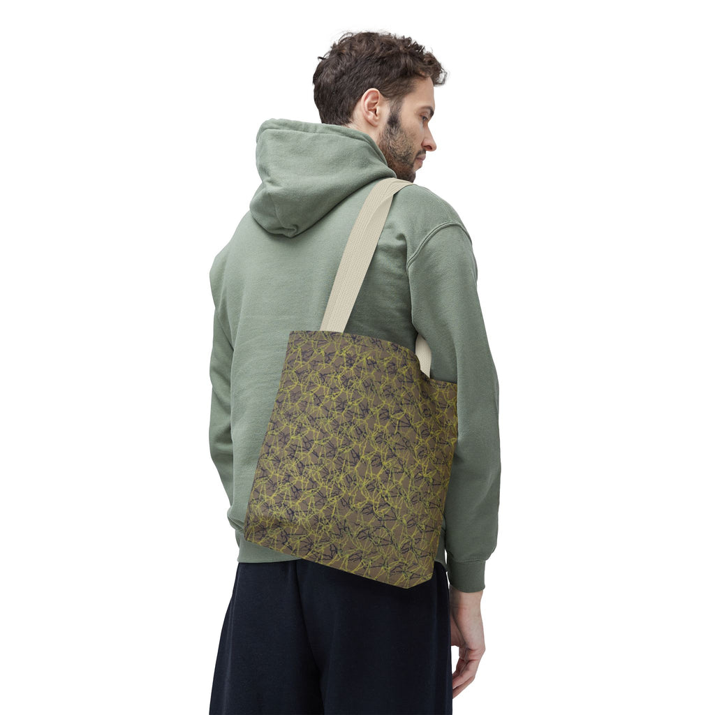 Abstract Olive Mosaic Tote Bag — All-Over-Print Reusable Shopper