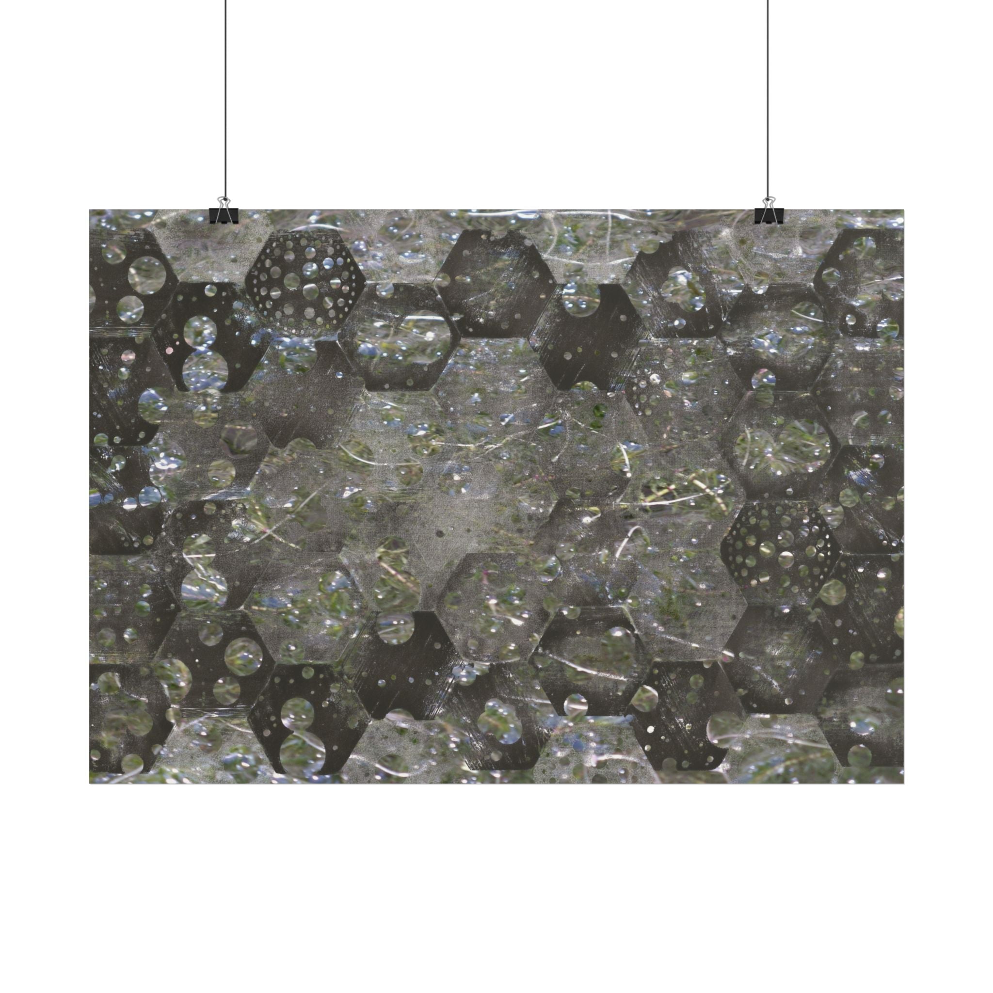 Abstract Hexagon Bubble Poster — Geometric Textured Wall Art
