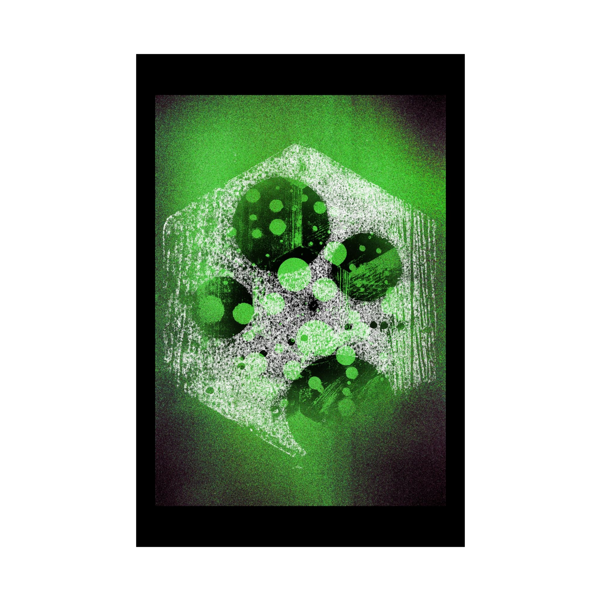 Abstract Green Hexagon Art Poster — Matte Vertical Wall Print