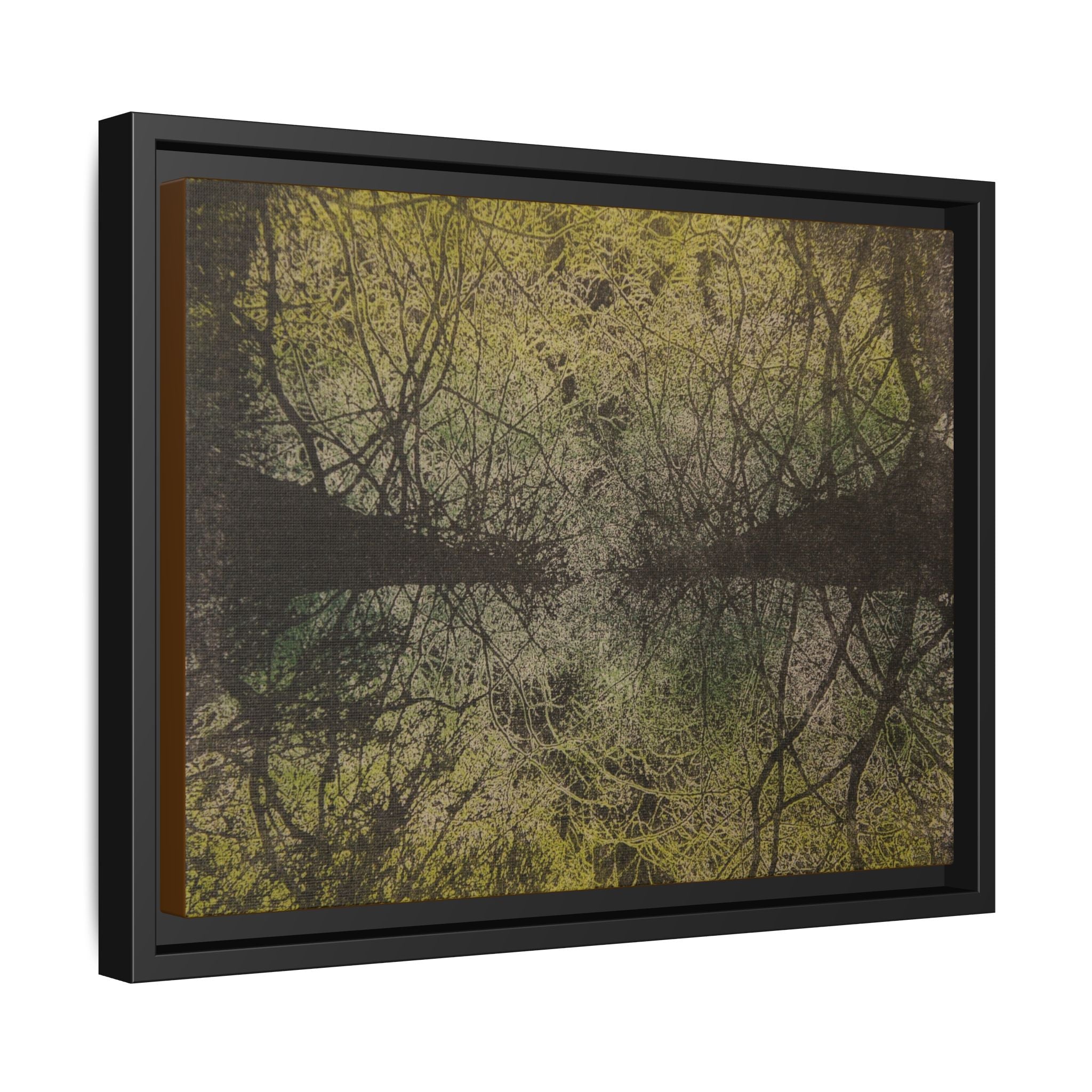 Framed Matte Canvas Art, no 28 — Twin Tree Wood-Carving Reproduction (Black, Modern Gray & Husk)