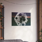 Abstract Cosmic Poster — Grainy Moon & Planetary Shapes Matte Horizontal Art Print