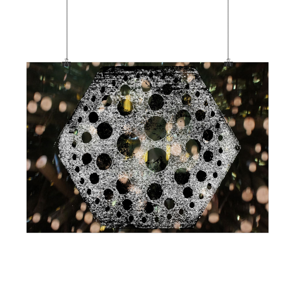 Hexagonal Crystal Bokeh Poster — Abstract Celestial Wall Art