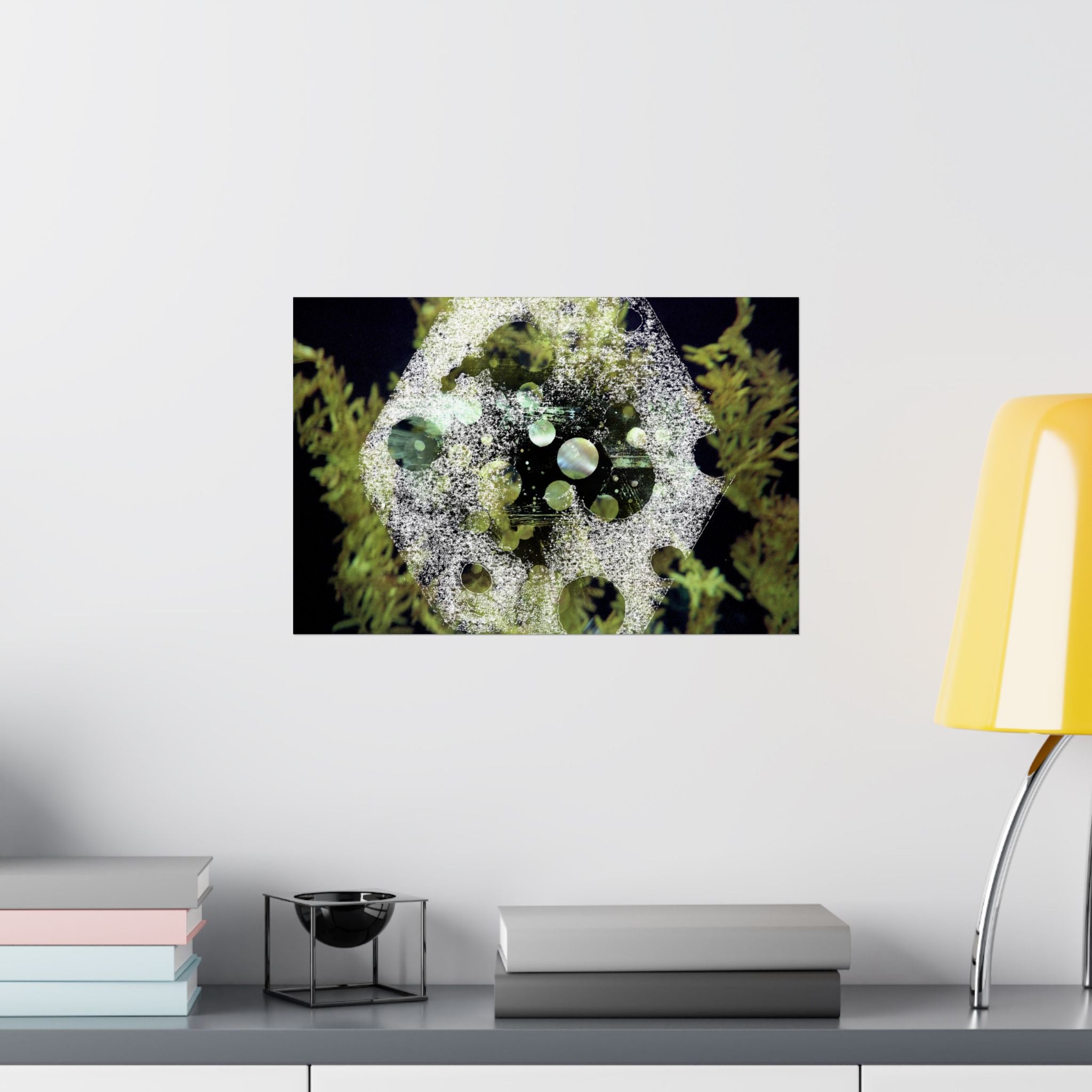Abstract Green Bubble Matte Poster — Botanical Surreal Horizontal Wall Art