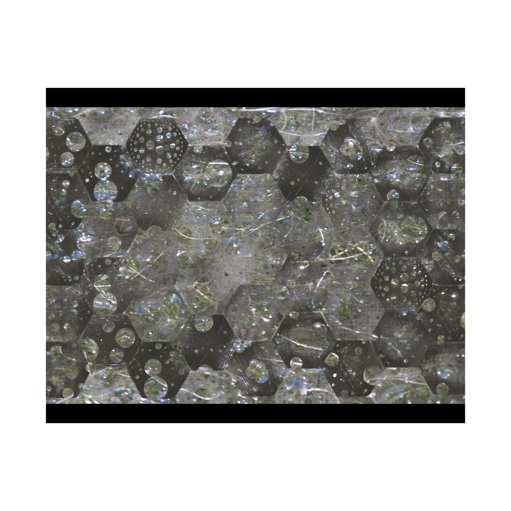 Abstracte zeshoekige poster met bubbelstructuur en matte afwerking — Geometrische wanddecoratie 