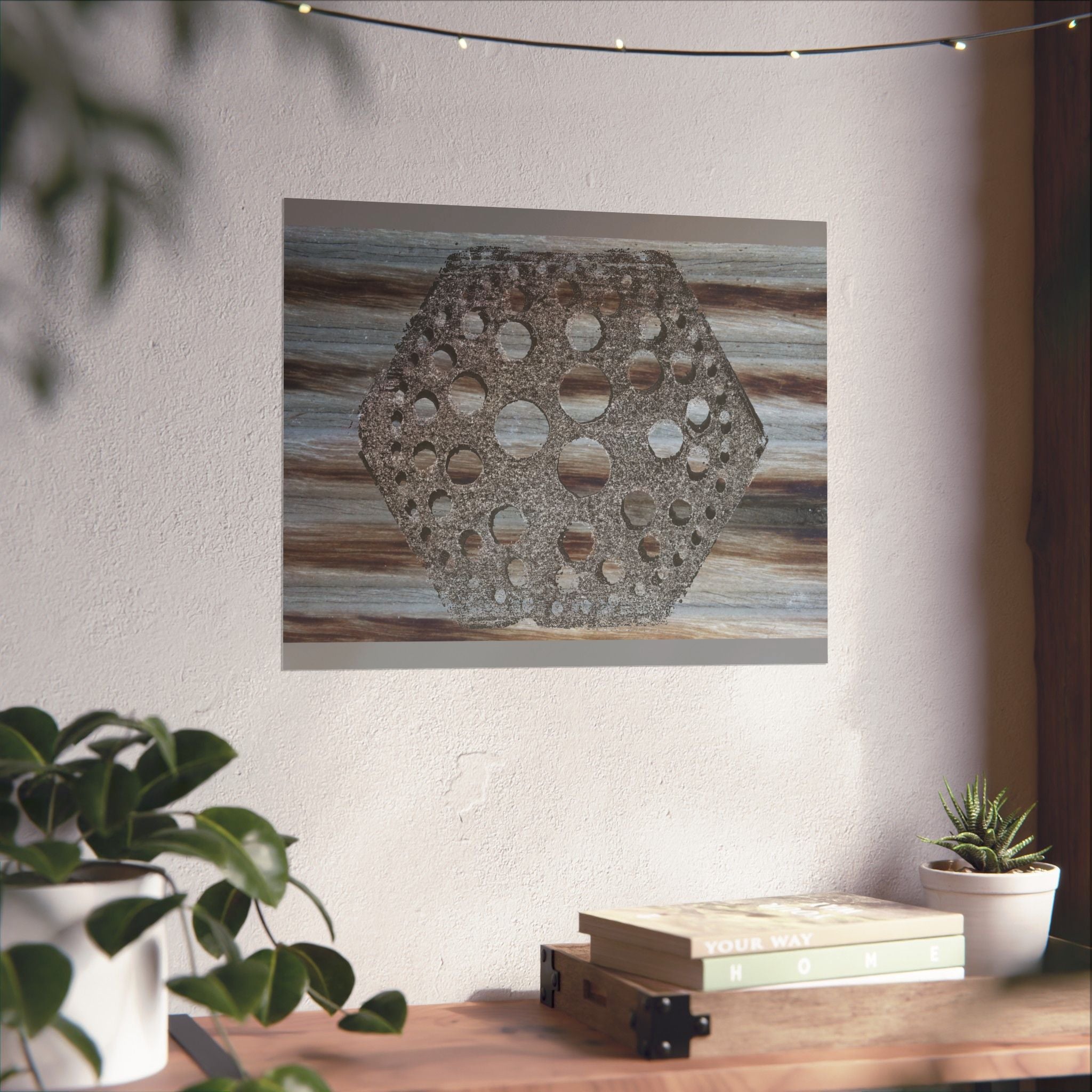 Rustic Honeycomb Poster Matte Vertical Poster | Hexagon Wall Art, Barn Wood Texture