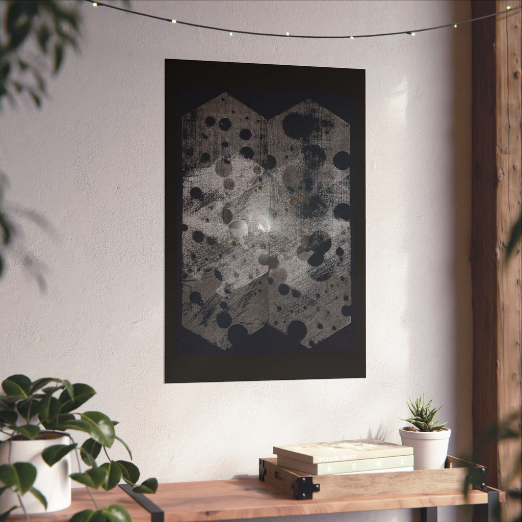 Abstract Geometric Dot Matte Poster — Monochrome Hex Pattern Wall Art