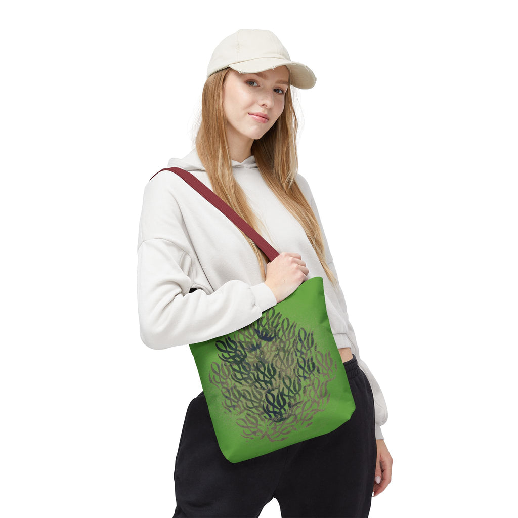 Green Abstract Coral Tote Bag – Ocean-Inspired All-Over Print Tote