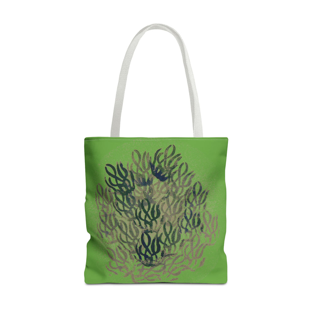 Green Abstract Coral Tote Bag – Ocean-Inspired All-Over Print Tote