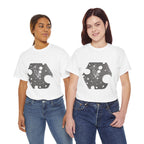 Hexagon Circles Graphic Tee — Digital Manual Print Art