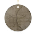 Neutral Geometric Ceramic Ornament — Minimalist Circle Pattern Holiday Decoration