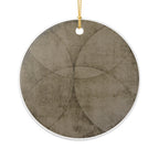 Neutral Geometric Ceramic Ornament — Minimalist Circle Pattern Holiday Decoration