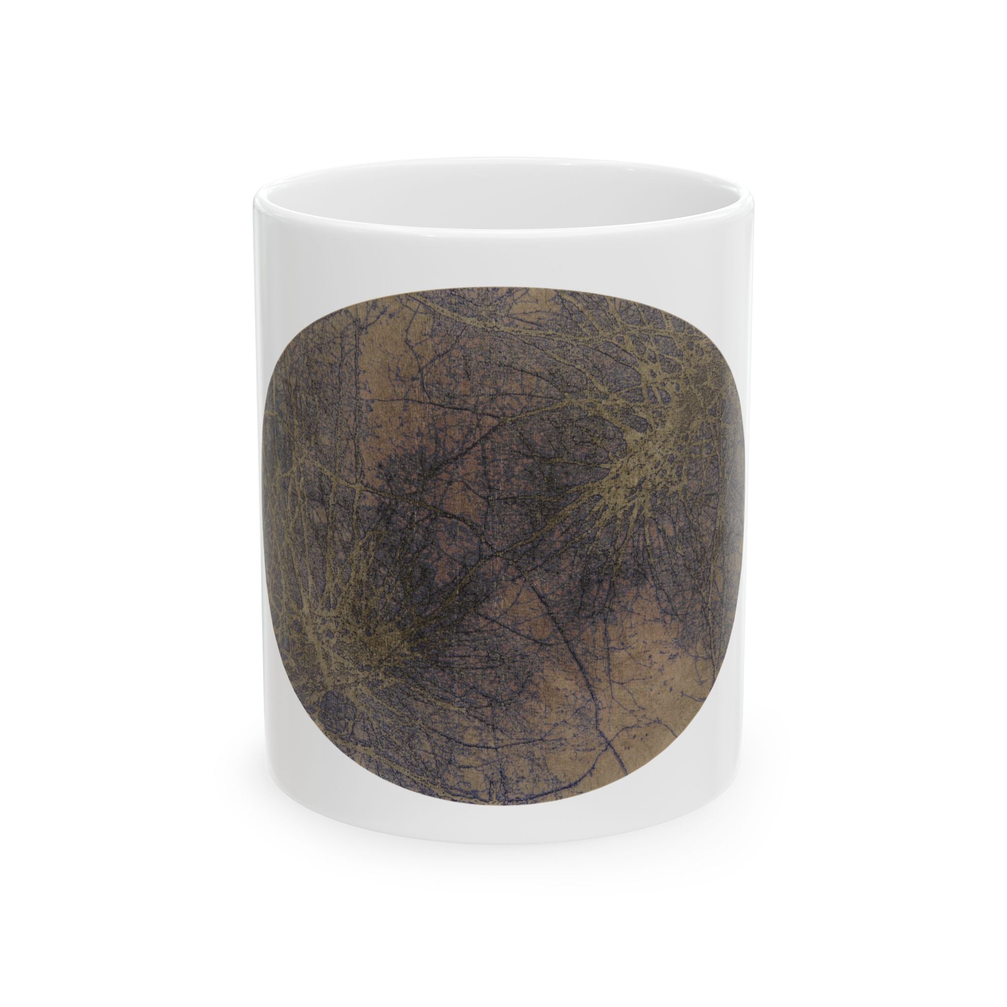 Abstract Earthtone Ceramic Mug — Organic Grunge Circle Design - no 42