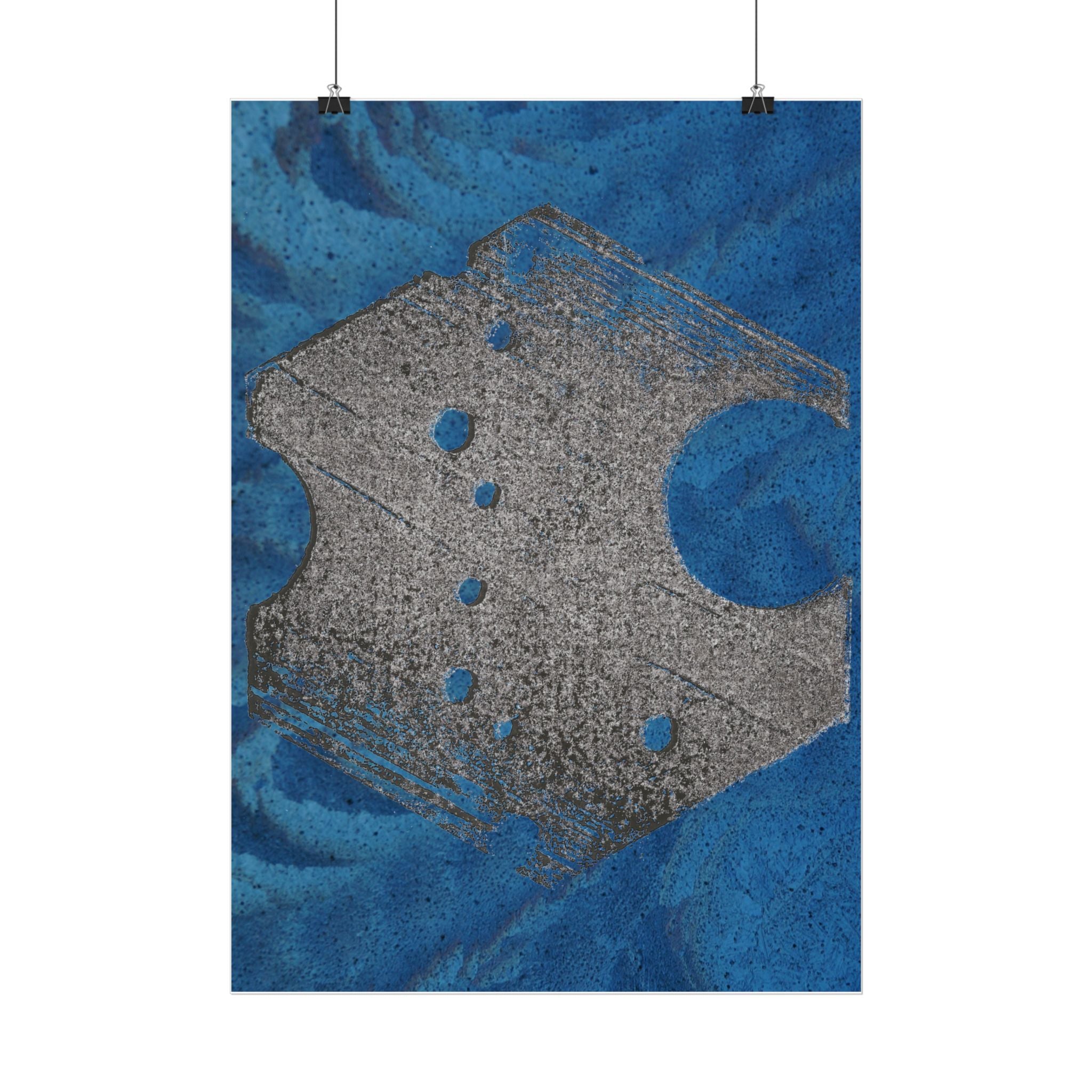 Abstracte geode textuur verticale poster | Blauwe steen muurdecoratie 