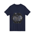 Hex Moon Graphic V-Neck Tee Design Hex19 — Distressed Space Cheese Vintage Astronomy V-Neck T-Shirt