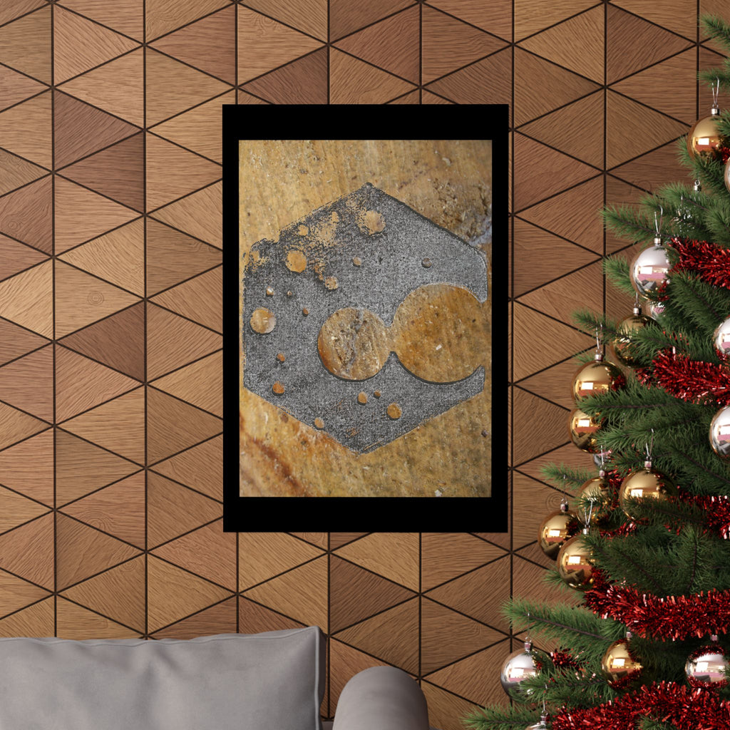 Rusty Hexagon Stencil Poster Matte Vertical Poster | Industrial Abstract Wall Art