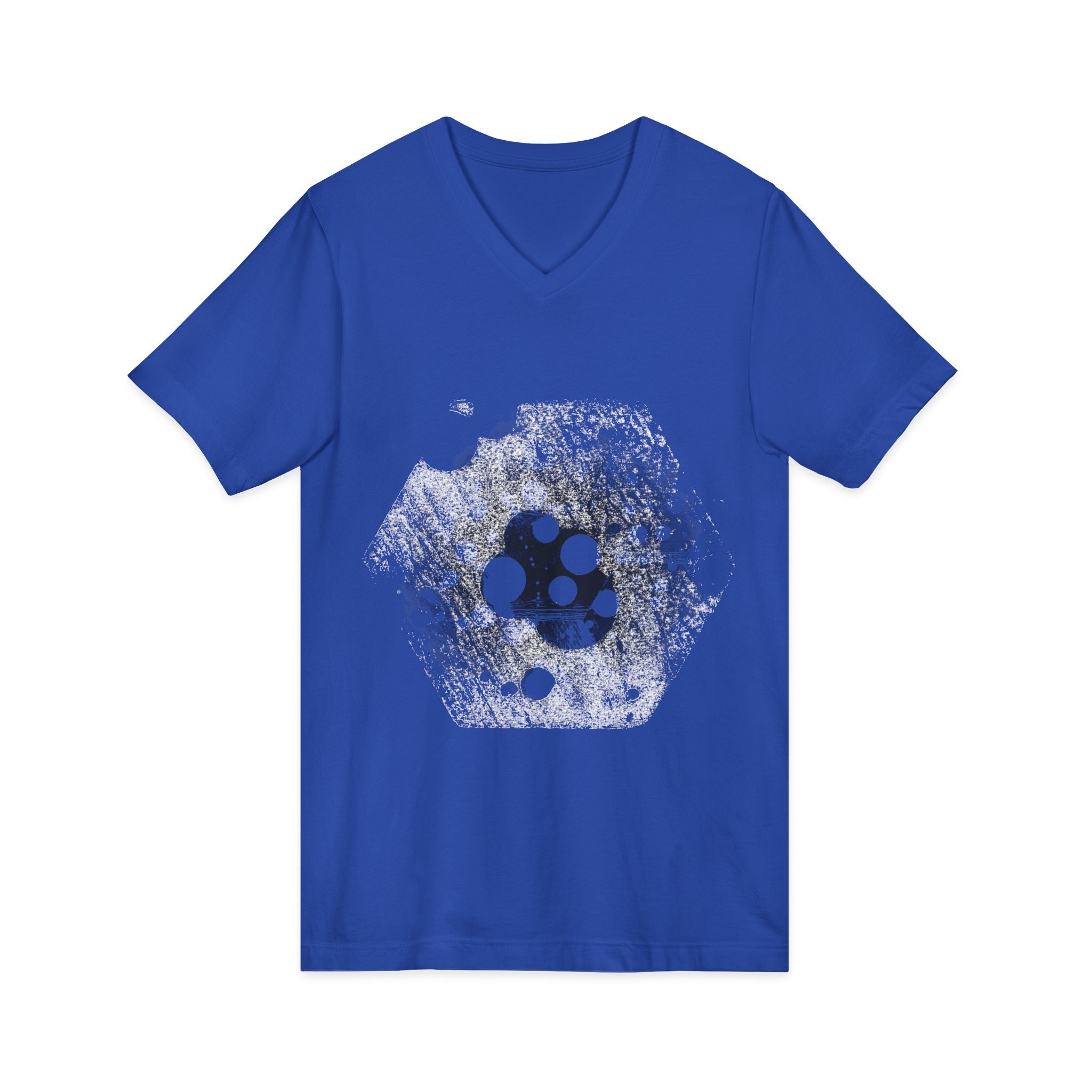 Hex Moon Graphic Tee Design Hex29 — Distressed Space Cheese Vintage Astronomy V-Neck T-Shirt