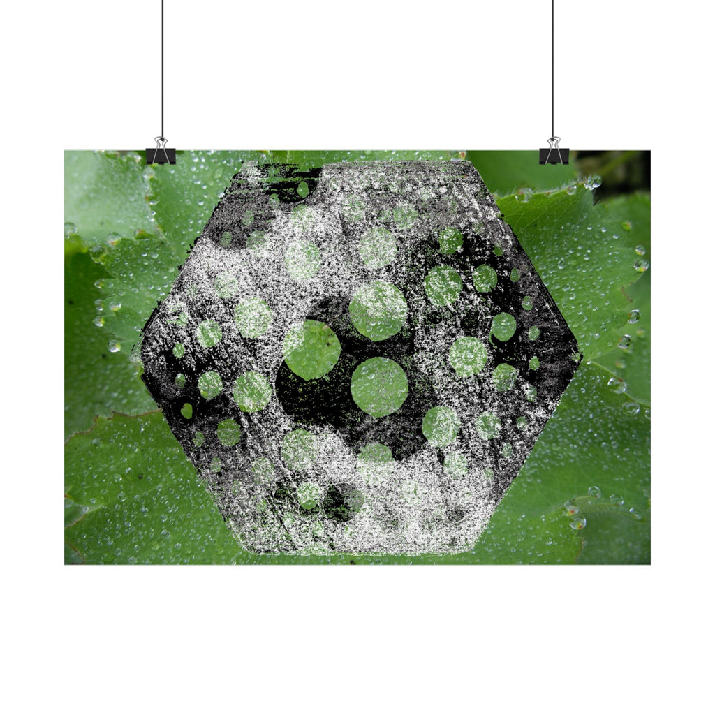 Horizontal Poster — Green Hexagon Botanical Abstract Wall Art