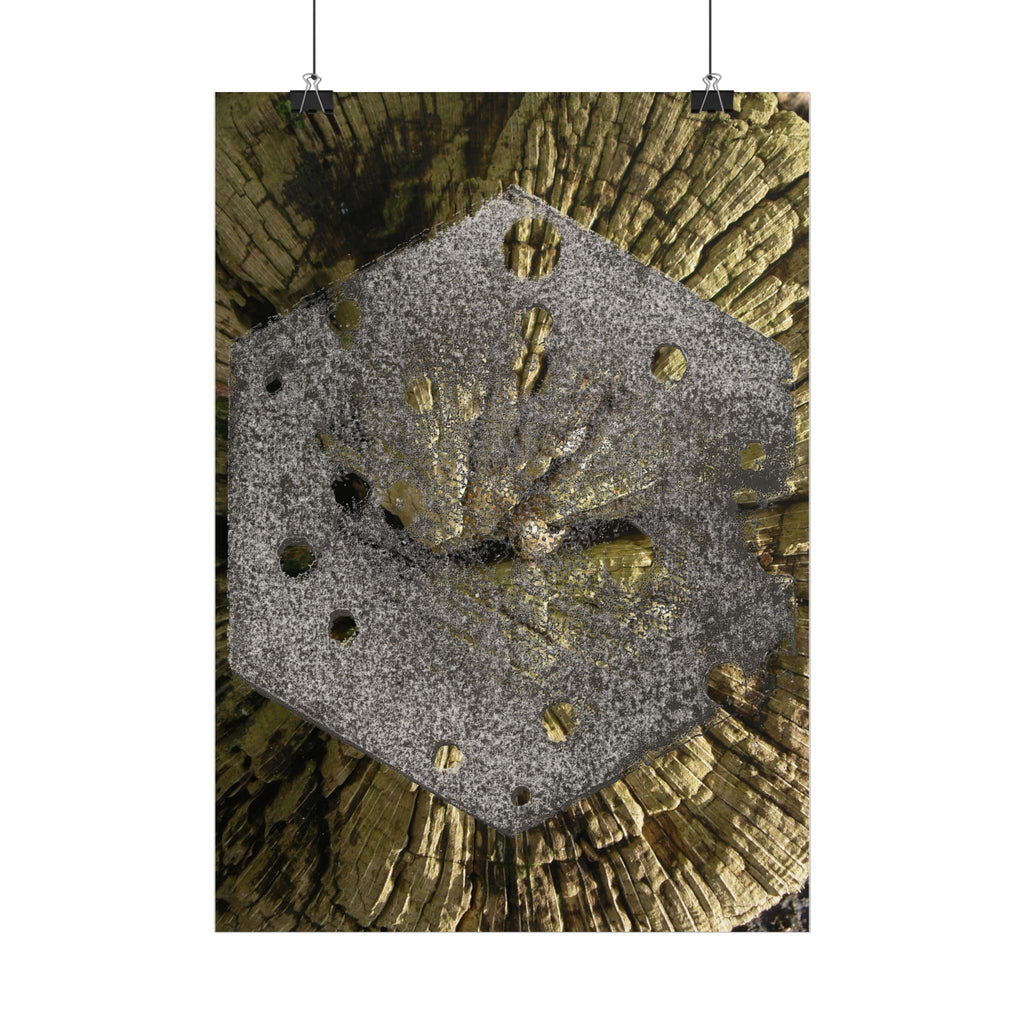 Gold Leaf Abstract Art Poster | Metallic Hexagon Wall Art