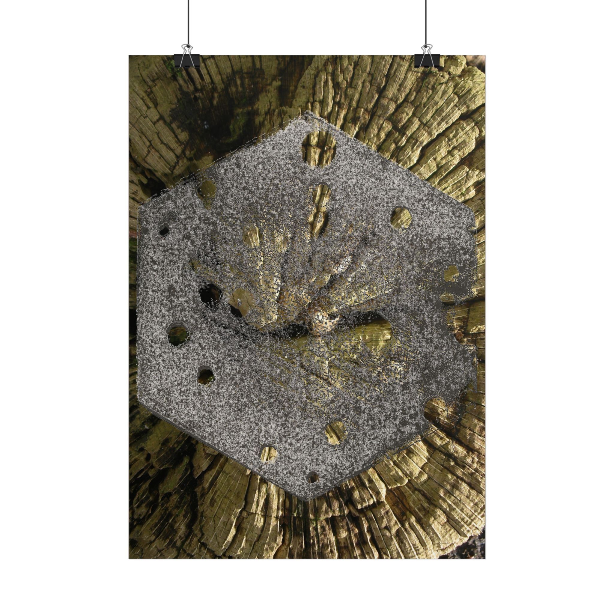 Gold Leaf Abstract Art Poster | Metallic Hexagon Wall Art