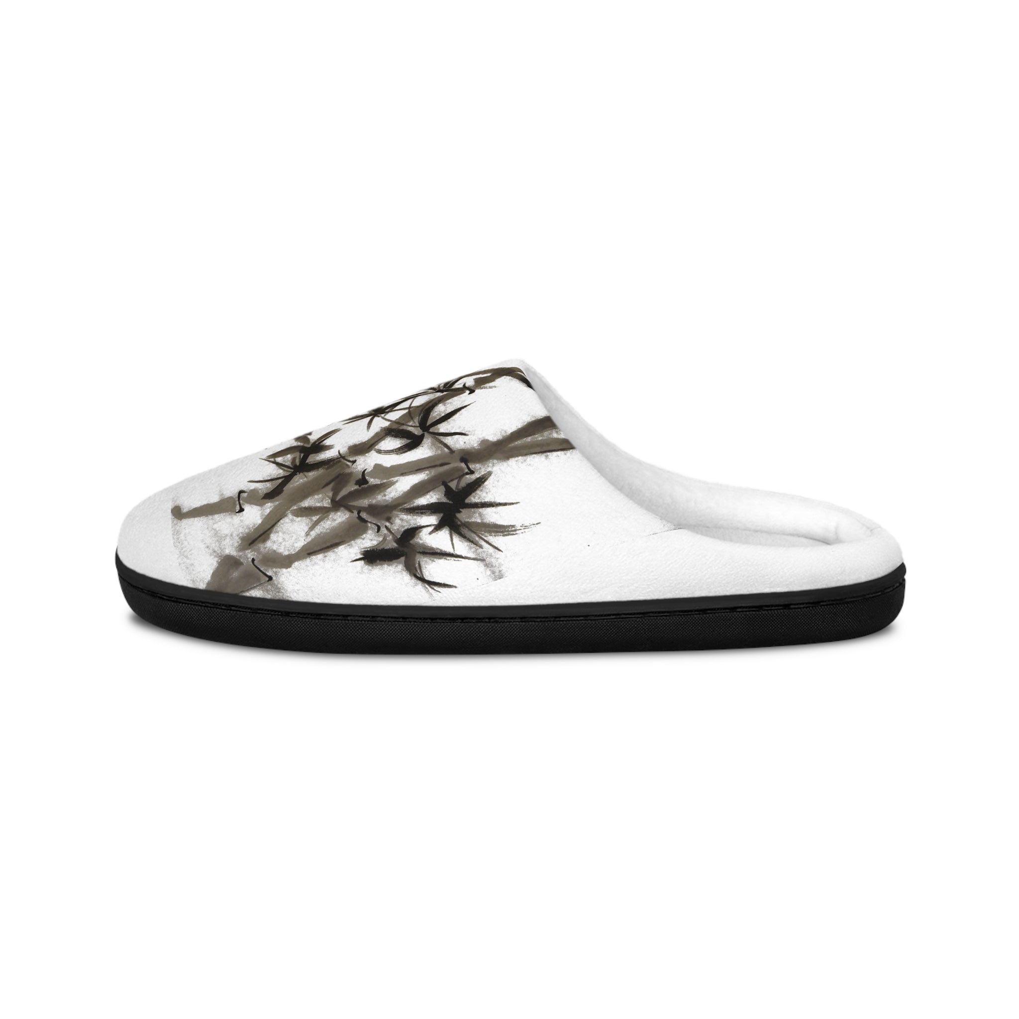 Bamboo Brushstroke Women's Indoor Slippers — Cozy Asian-Inspired House Shoes