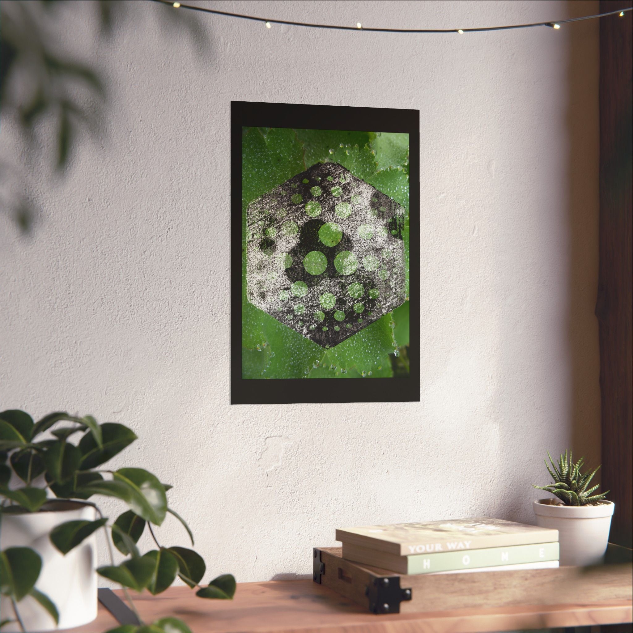 Matte Poster — Abstract Green Hexagon Botanical Print