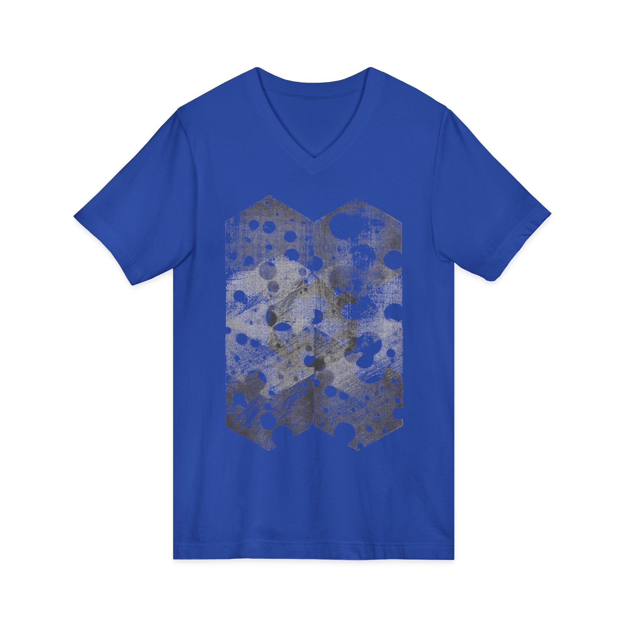 Hex Moon Graphic Tee Design Hex24 — Een vintage T-shirt met V-hals en ruimtekaasmotief, geïnspireerd op astronomie.