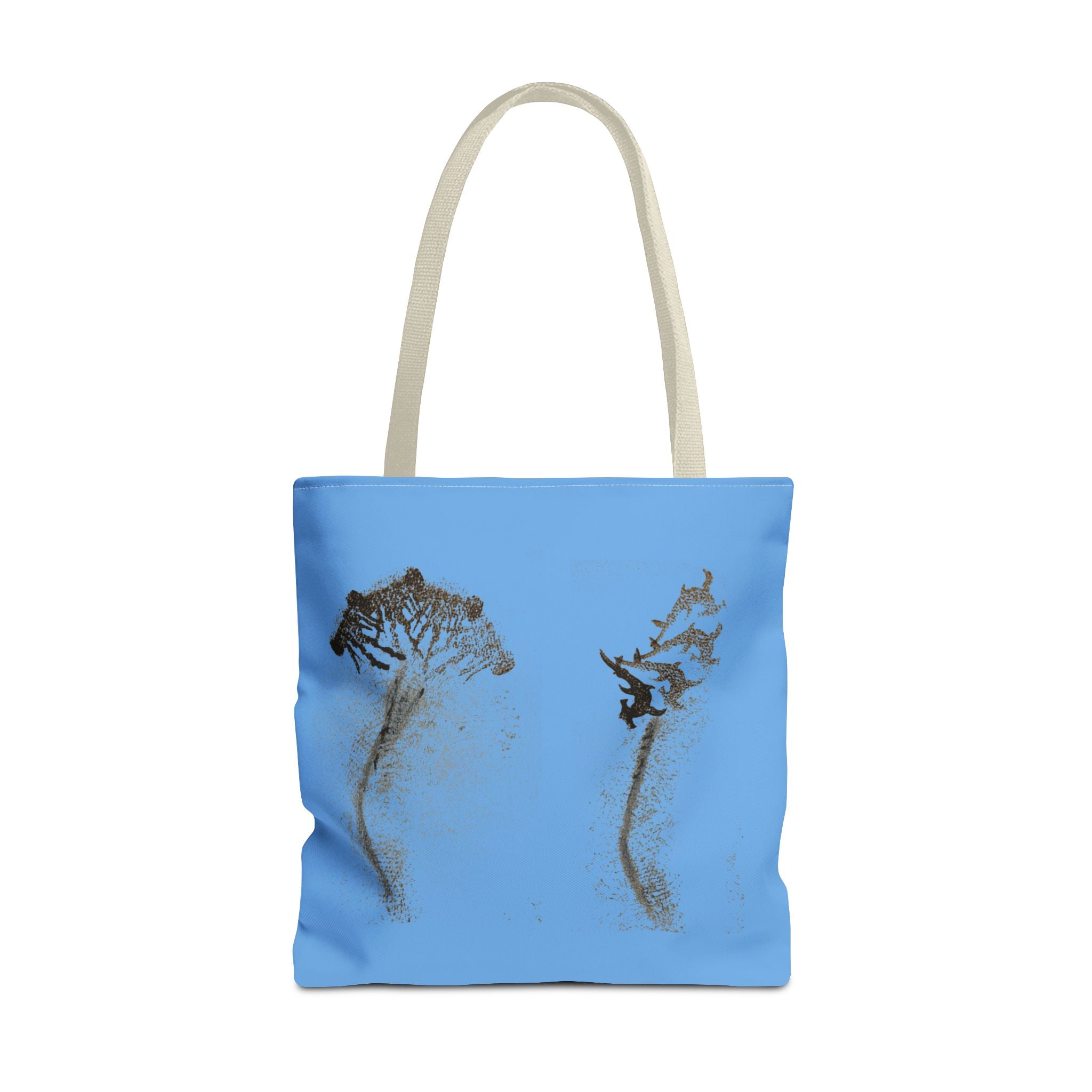 Blue Sea Life Tote Bag — Sand Art Seahorse & Coral All-Over Print