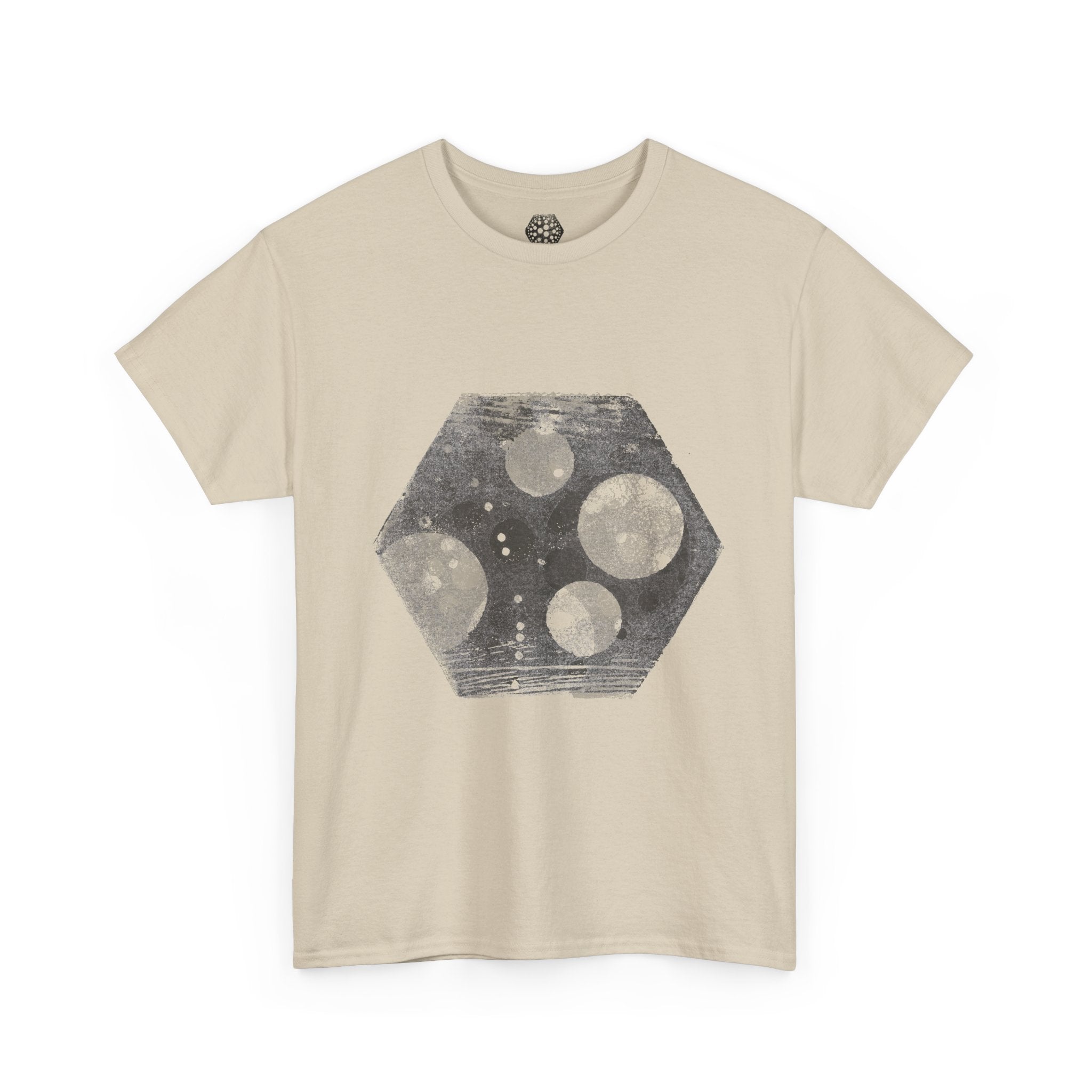 Hexagon Circles Graphic Tee — Digital Manual Print Art