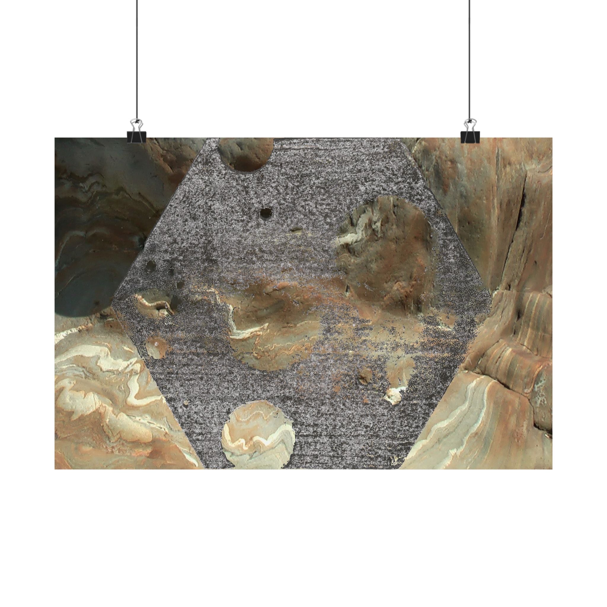 Abstract Earth Tone Hexagon Poster Matte Horizontal Poster | Geometric Wall Art