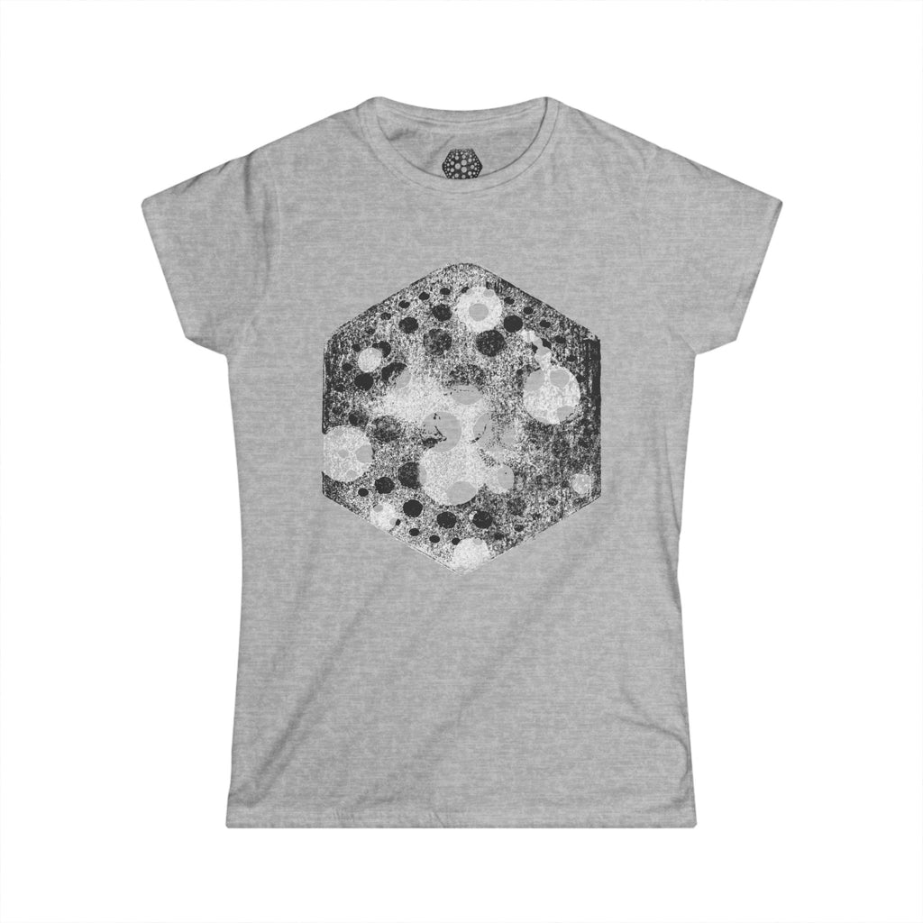 Women's Hexagon Cheese Graphic Tee — Vintage Distressed Dairy Art T-Shirt