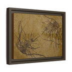 Ingelijste matte canvas kunst, nr. 02 — Reproductie van een houtsnijwerk van Twin Tree (zwart en okerbruin) 