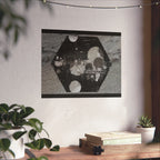 Matte Horizontal Poster — Grunge Hexagon Moonprint (Black & Gray Abstract)