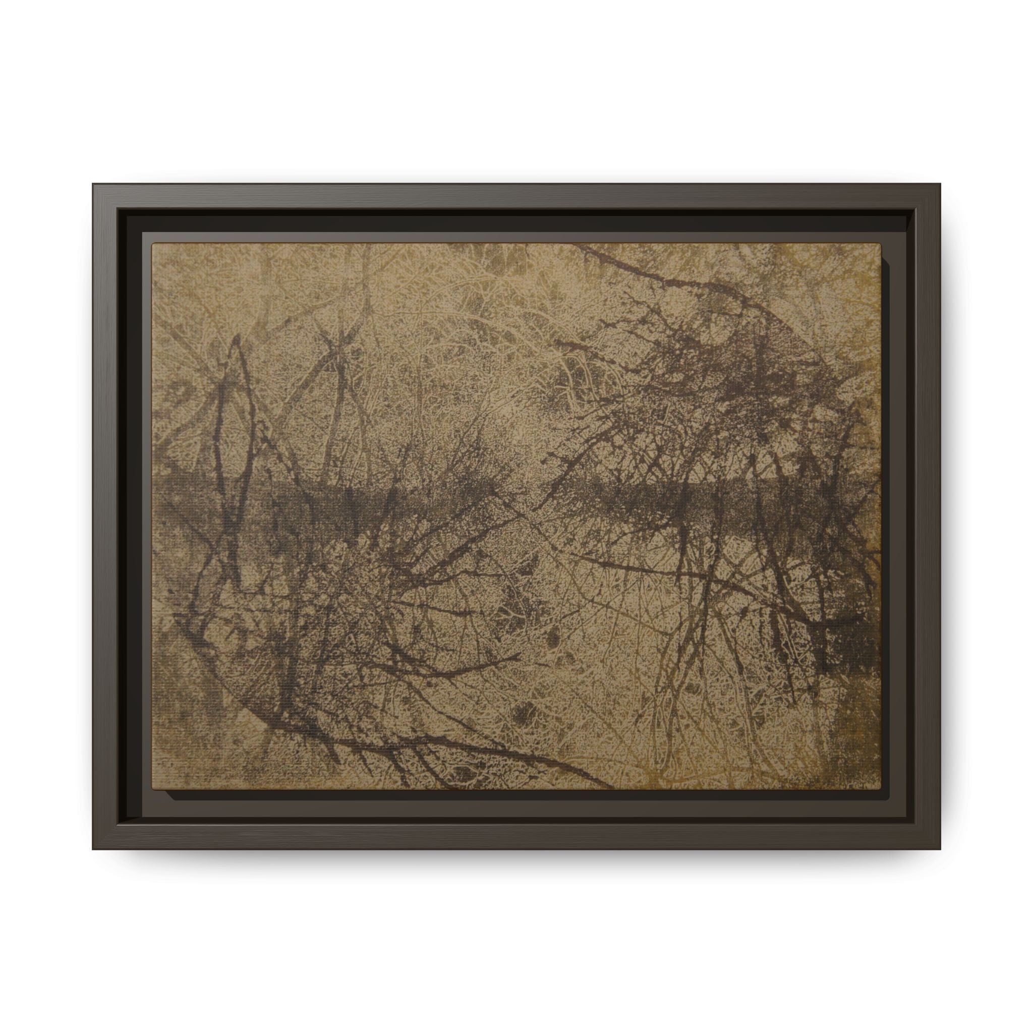 Framed Matte Canvas Art, no 03 — Twin Tree Wood-Carving Reproduction (Black & Raw Umber)