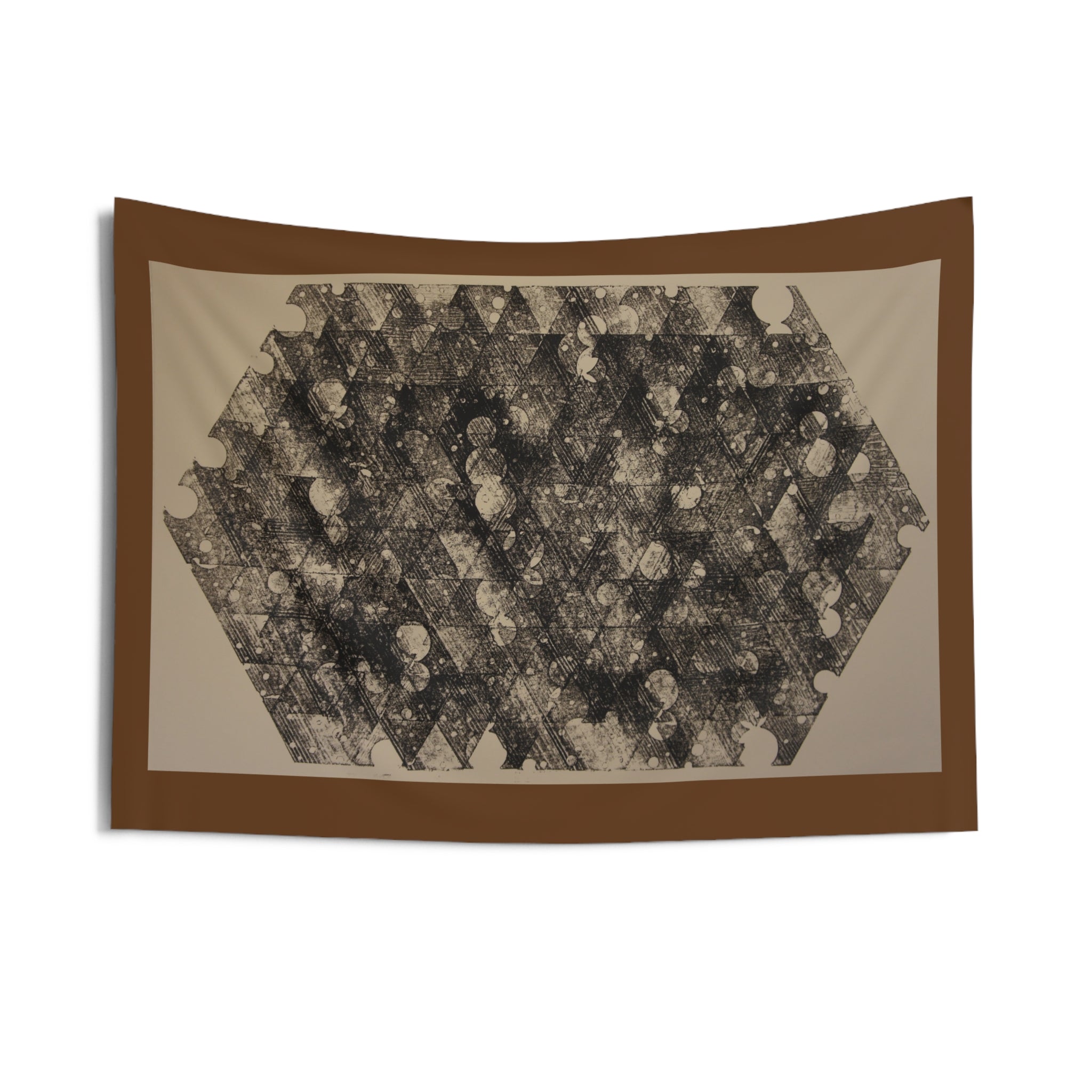 Geometric Hexagon Grunge Wall Tapestry — Vintage Abstract Home Decor
