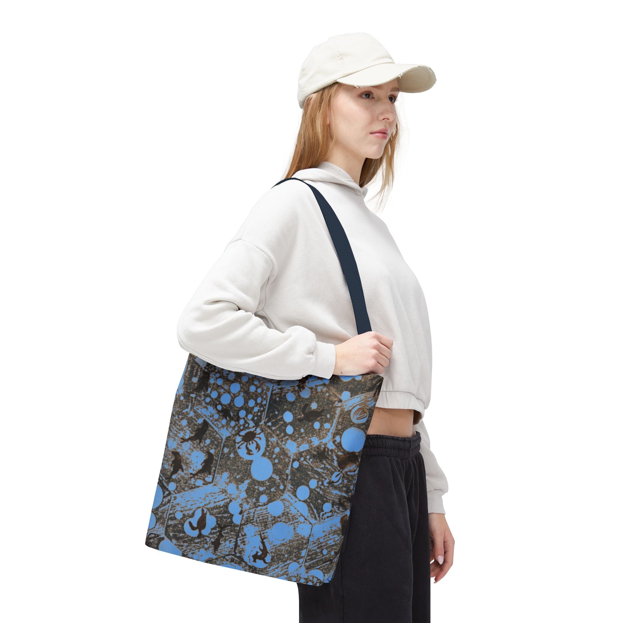 Abstract Blue Splatter Tote Bag - Artistic All-Over Print