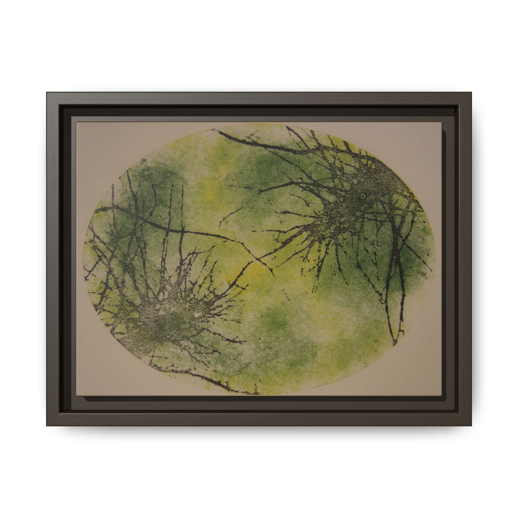 Framed Matte Canvas Art, no 48 — Twin Tree Wood-Carving Reproduction (Bistre, Camouflage Brown & Donkey Brown)